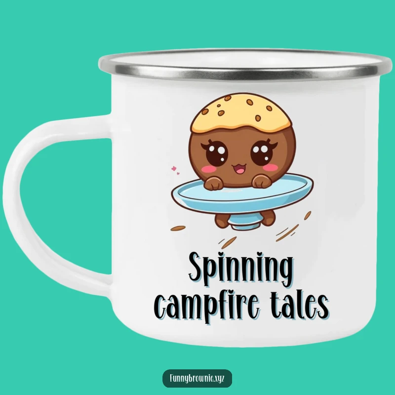 Funny Brownie Spin Camping Mug - Hilarious Googly Eyed Outdoor Gift