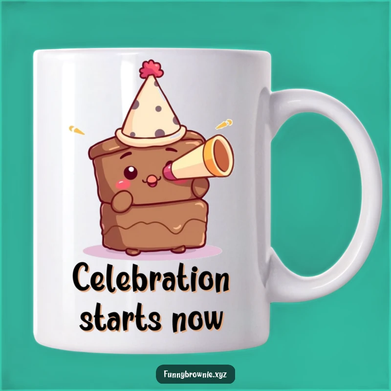Funny Brownie Party Hat Mug - Hilarious Birthday Dessert Treat Gift