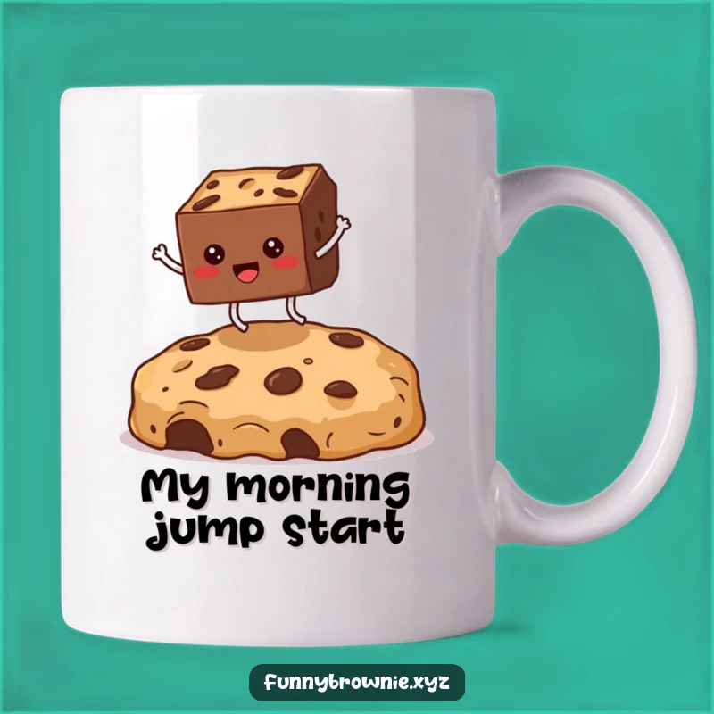 Funny Brownie Jumping Crumb Mug - Hilarious Cartoon Dessert Gift for Bakers