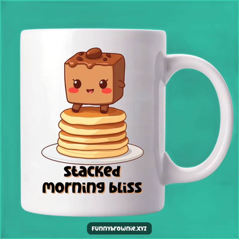 Funny Brownie Pancake Mug - Hilarious Breakfast Dessert Balancing Act Gift