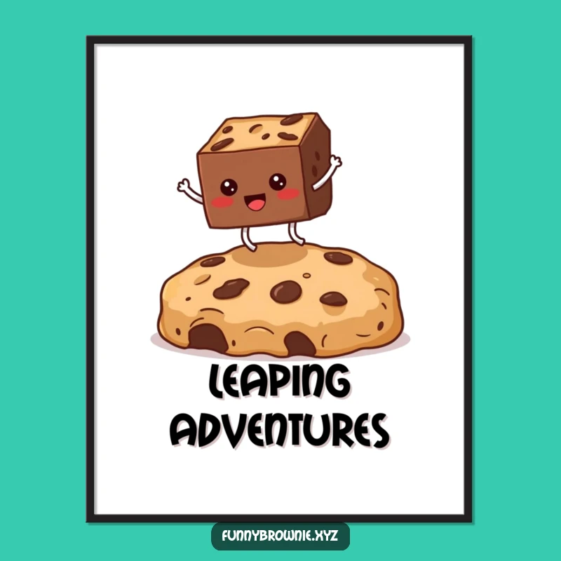Funny Brownie Jumping Digital Art - Hilarious Dessert Wall Art Gift