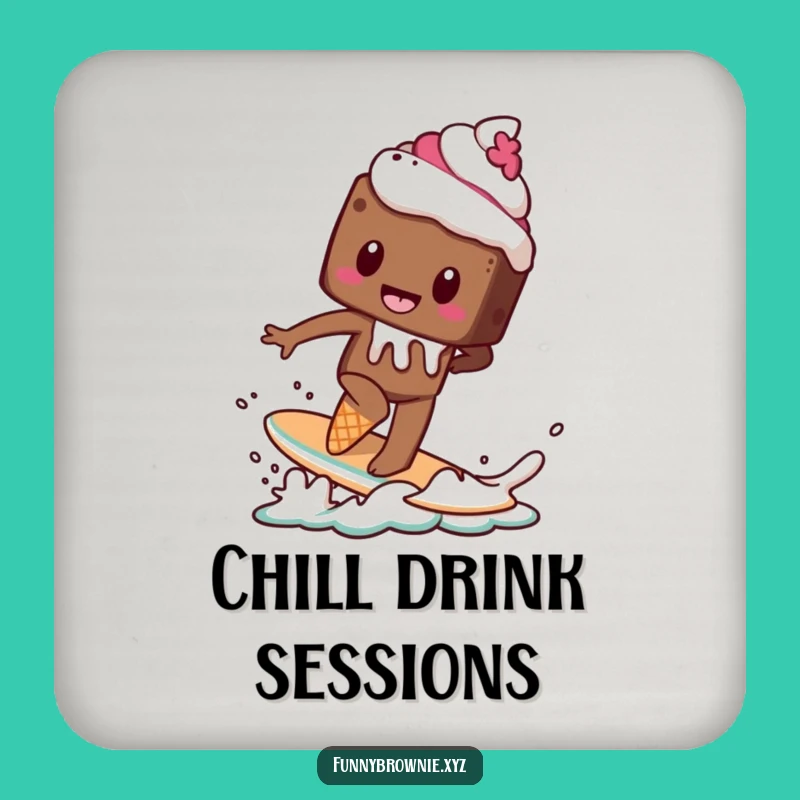 Funny Brownie Surf Coaster - Hilarious Melting Dessert Table Gift