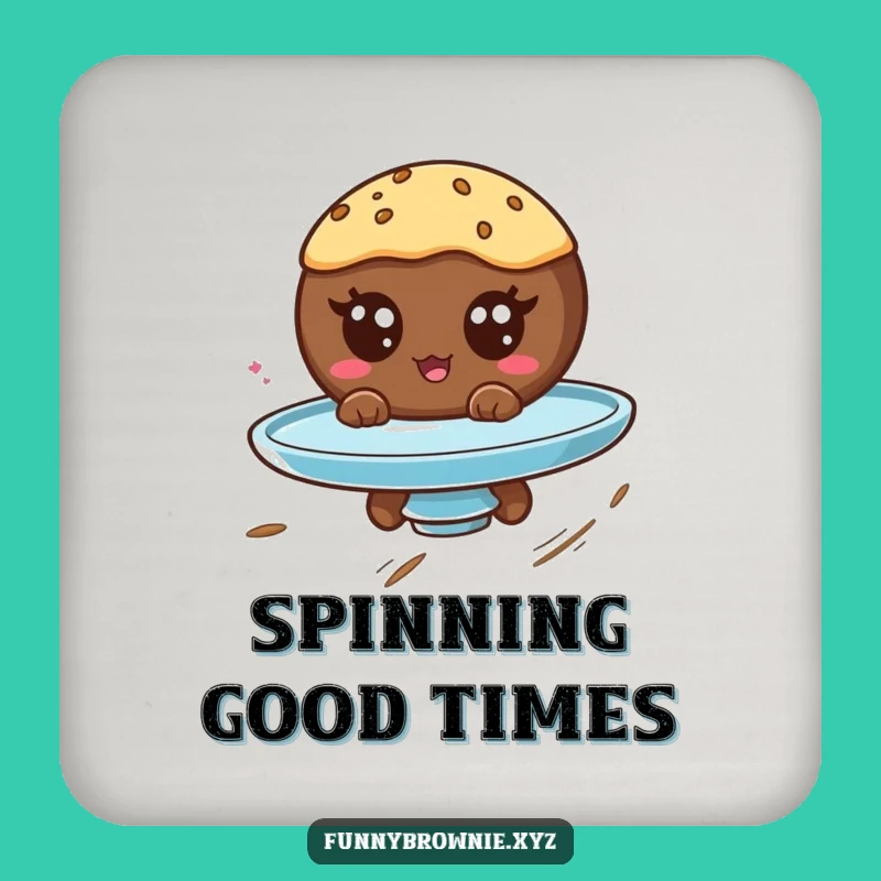 Funny Brownie Spin Coaster - Hilarious Googly Eyed Dessert Table Gift