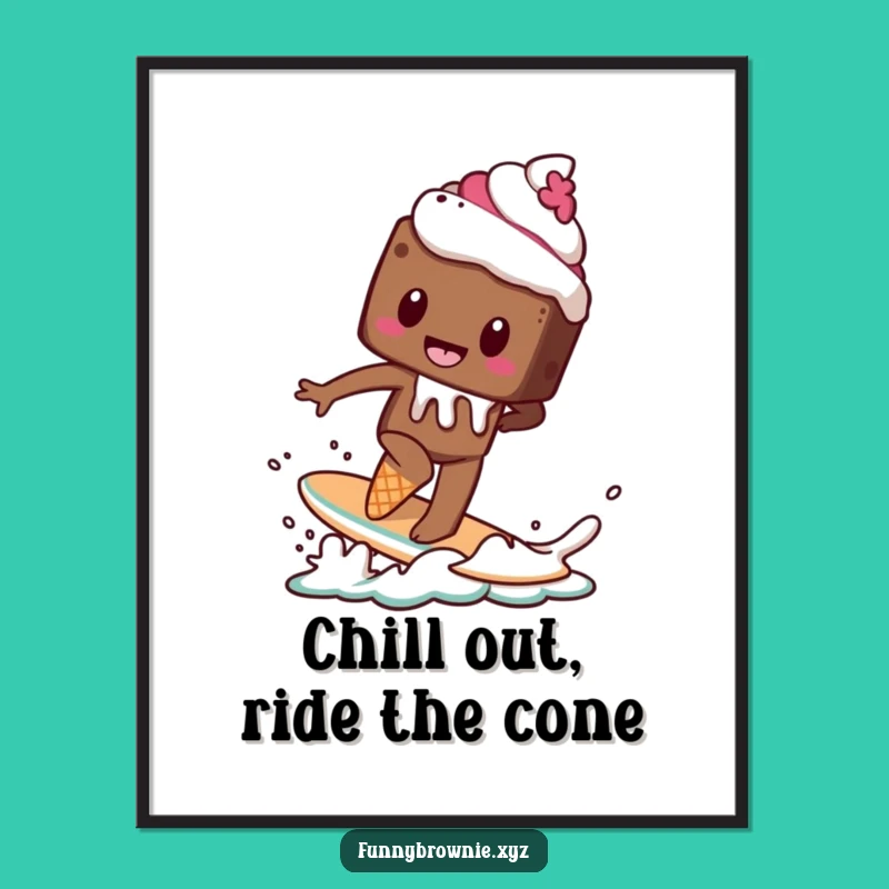 Free Printable Funny Wall Art: Brownie's Ice Cream Cone Surf Session