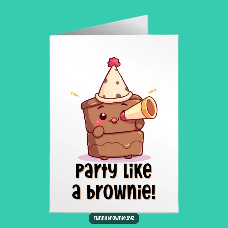 Free Printable Birthday Card: Brownie Party Time with Horn & Hat!