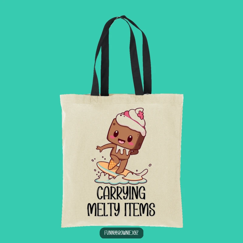 Funny Brownie Surf Tote Bag - Hilarious Melting Dessert Carryall Gift